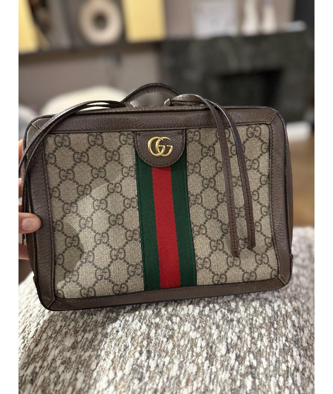 GUCCI Коричневая сумка через плечо из искусственной кожи, фото 6