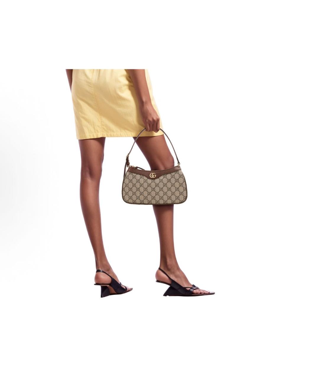GUCCI Бежевая кожаная сумка с короткими ручками, фото 5