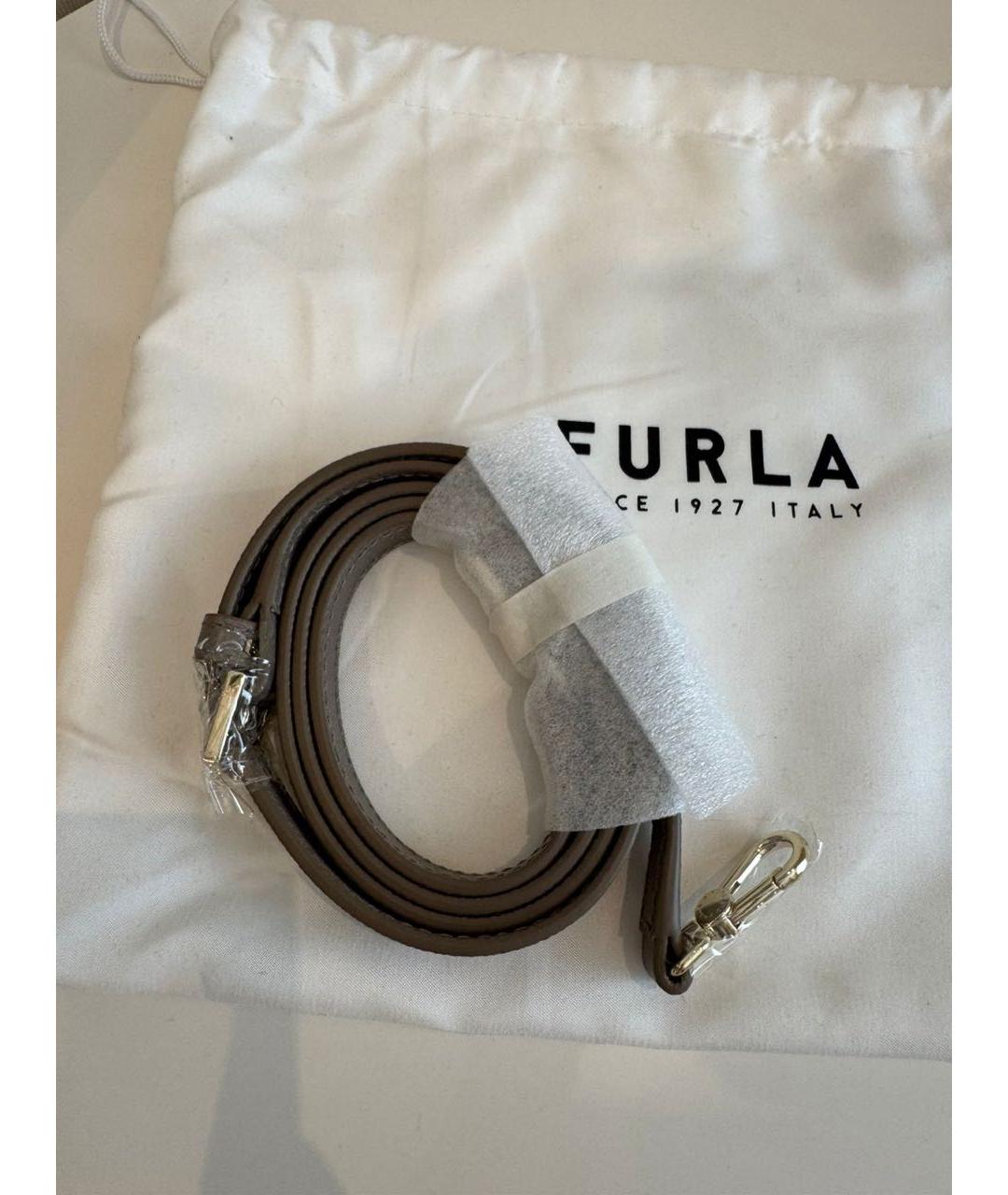 FURLA Бежевая кожаная сумка с короткими ручками, фото 5