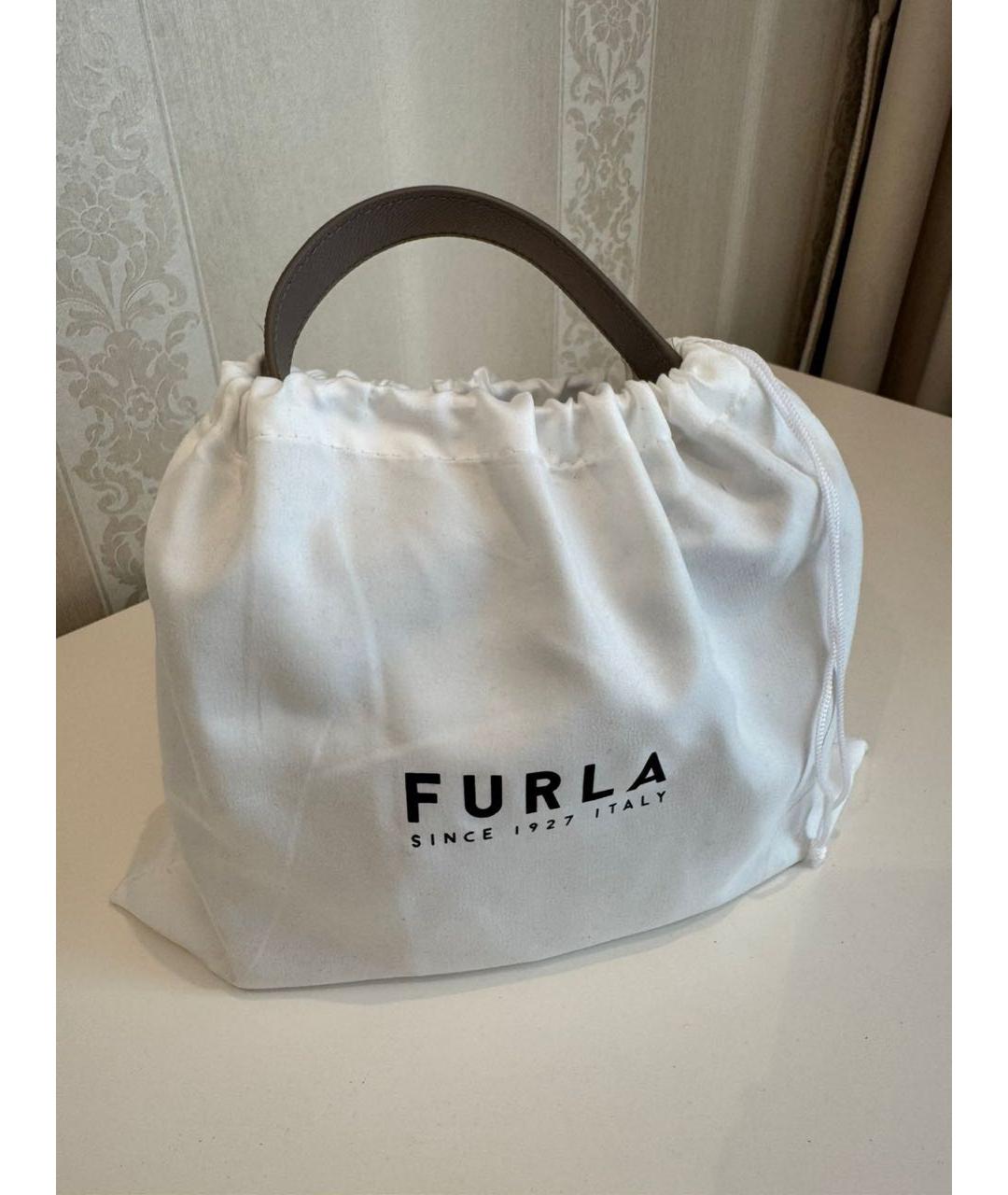 FURLA Бежевая кожаная сумка с короткими ручками, фото 6