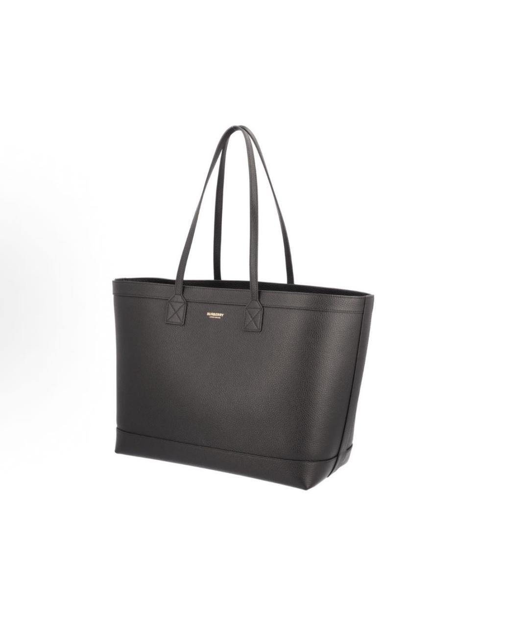 BURBERRY Черная кожаная сумка тоут, фото 2