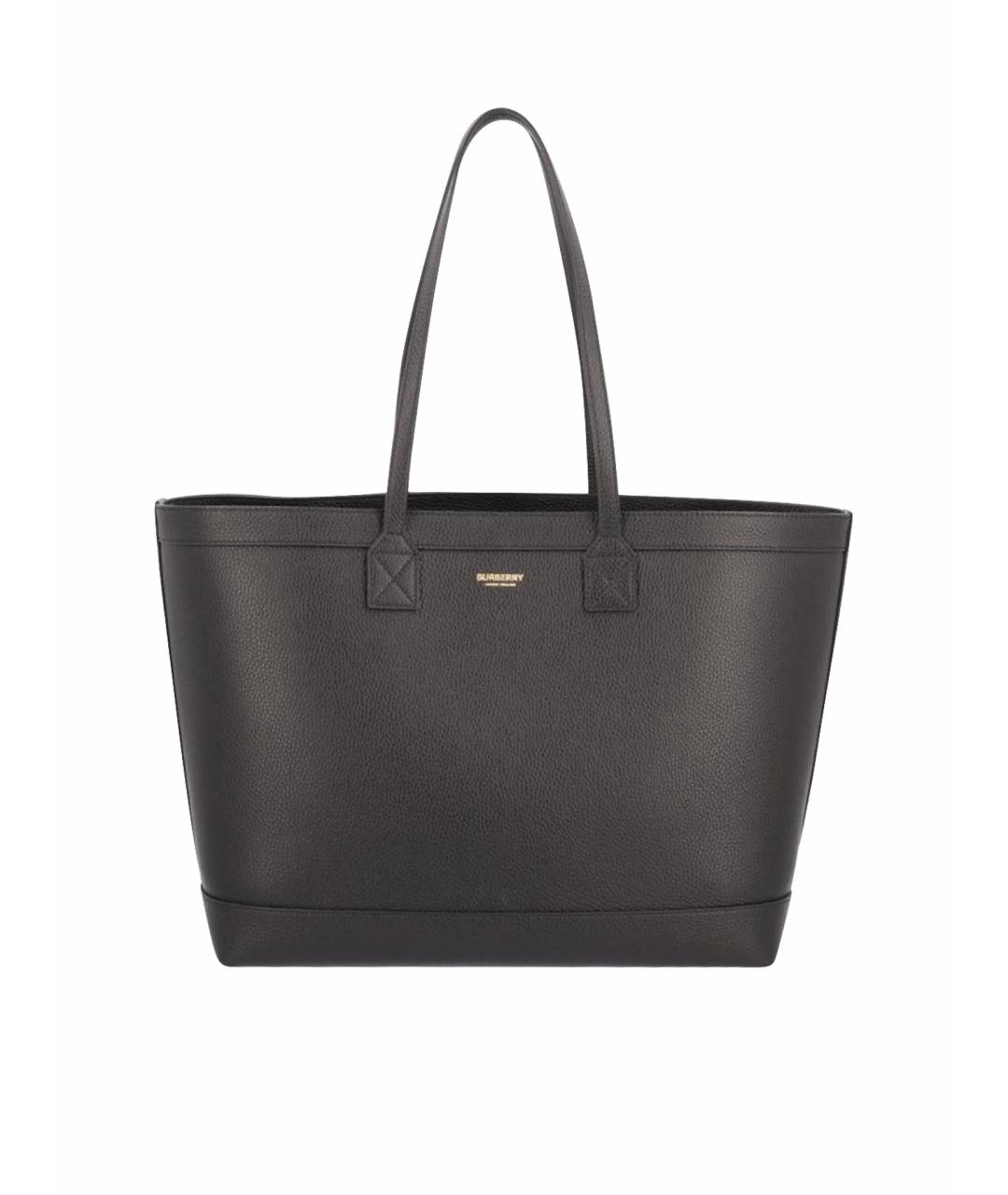 BURBERRY Черная кожаная сумка тоут, фото 1