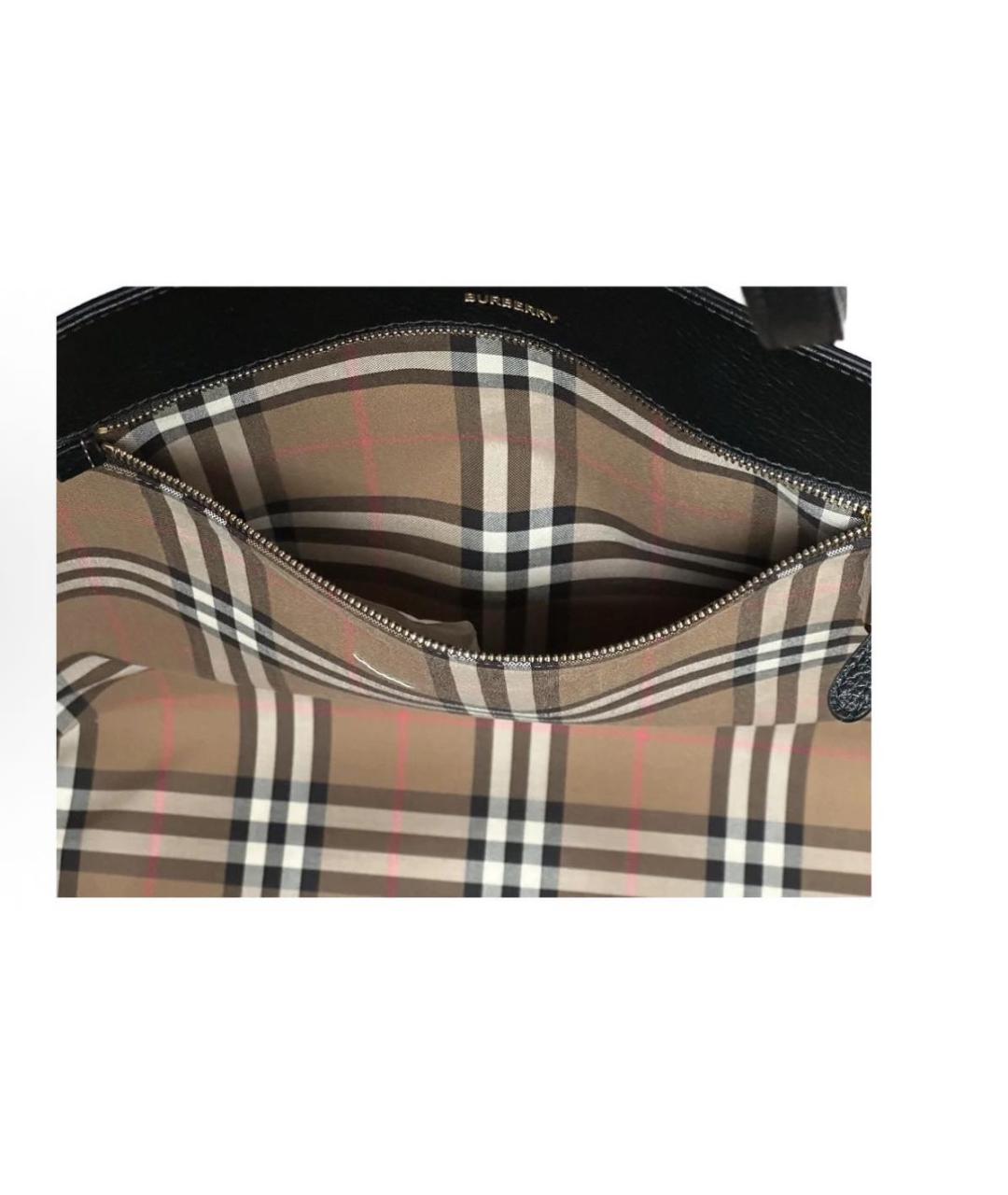 BURBERRY Черная кожаная сумка тоут, фото 5