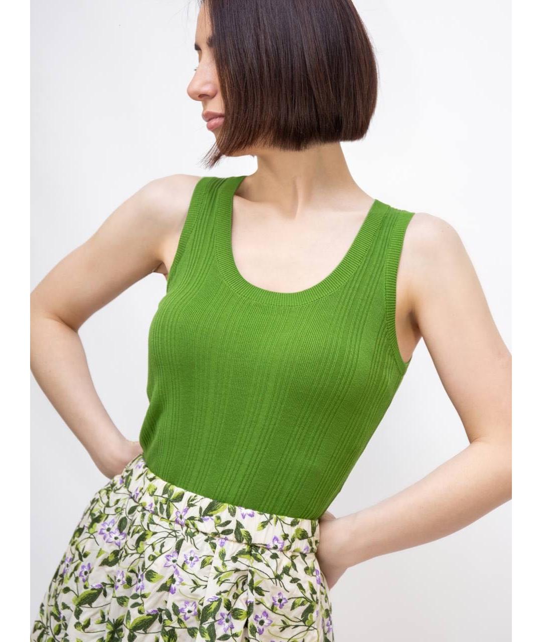 WEEKEND MAX MARA Зеленая вискозная майка, фото 4