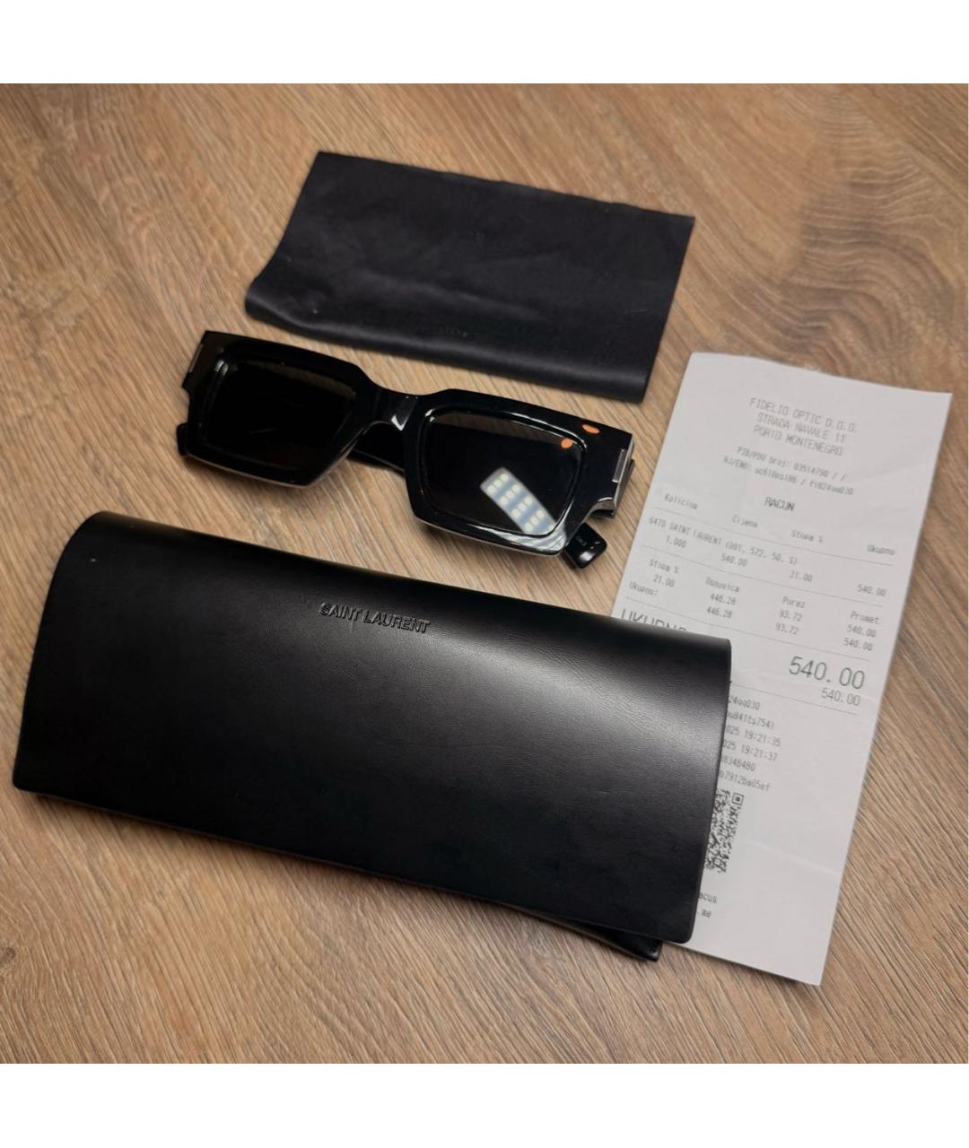 SAINT LAURENT Черные пластиковые солнцезащитные очки, фото 3