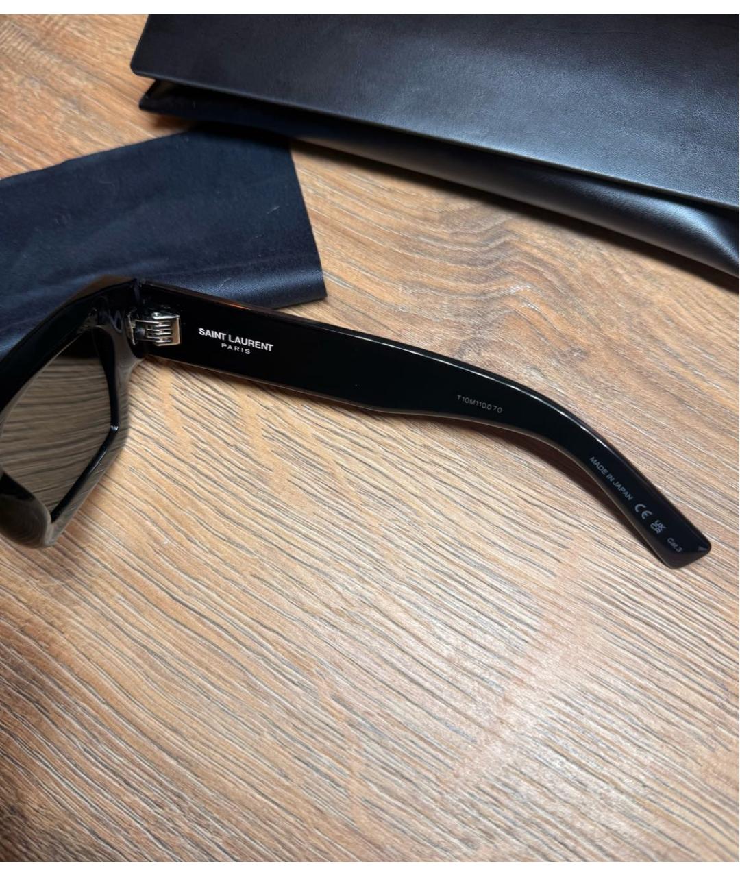 SAINT LAURENT Черные пластиковые солнцезащитные очки, фото 8