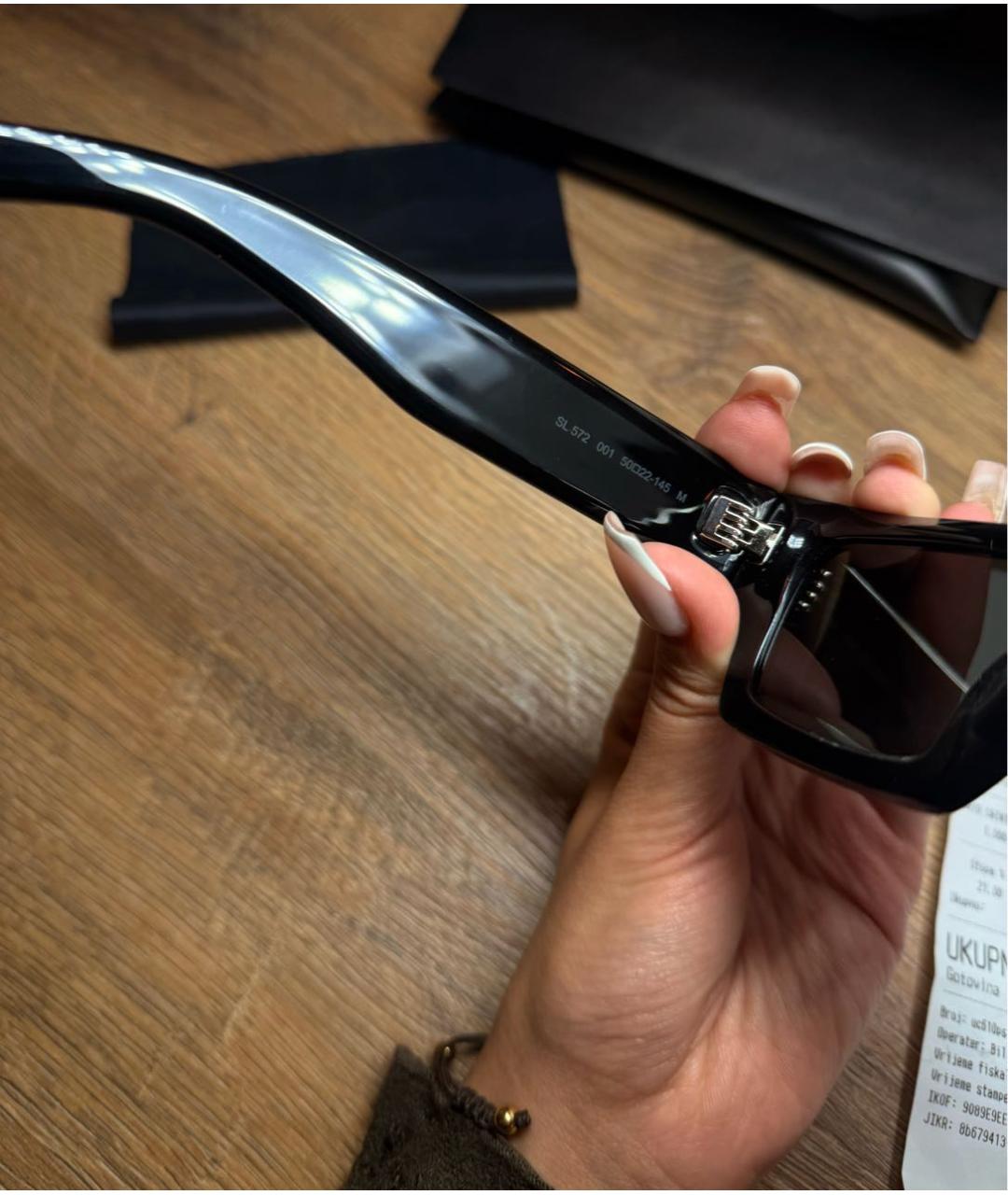 SAINT LAURENT Черные пластиковые солнцезащитные очки, фото 7