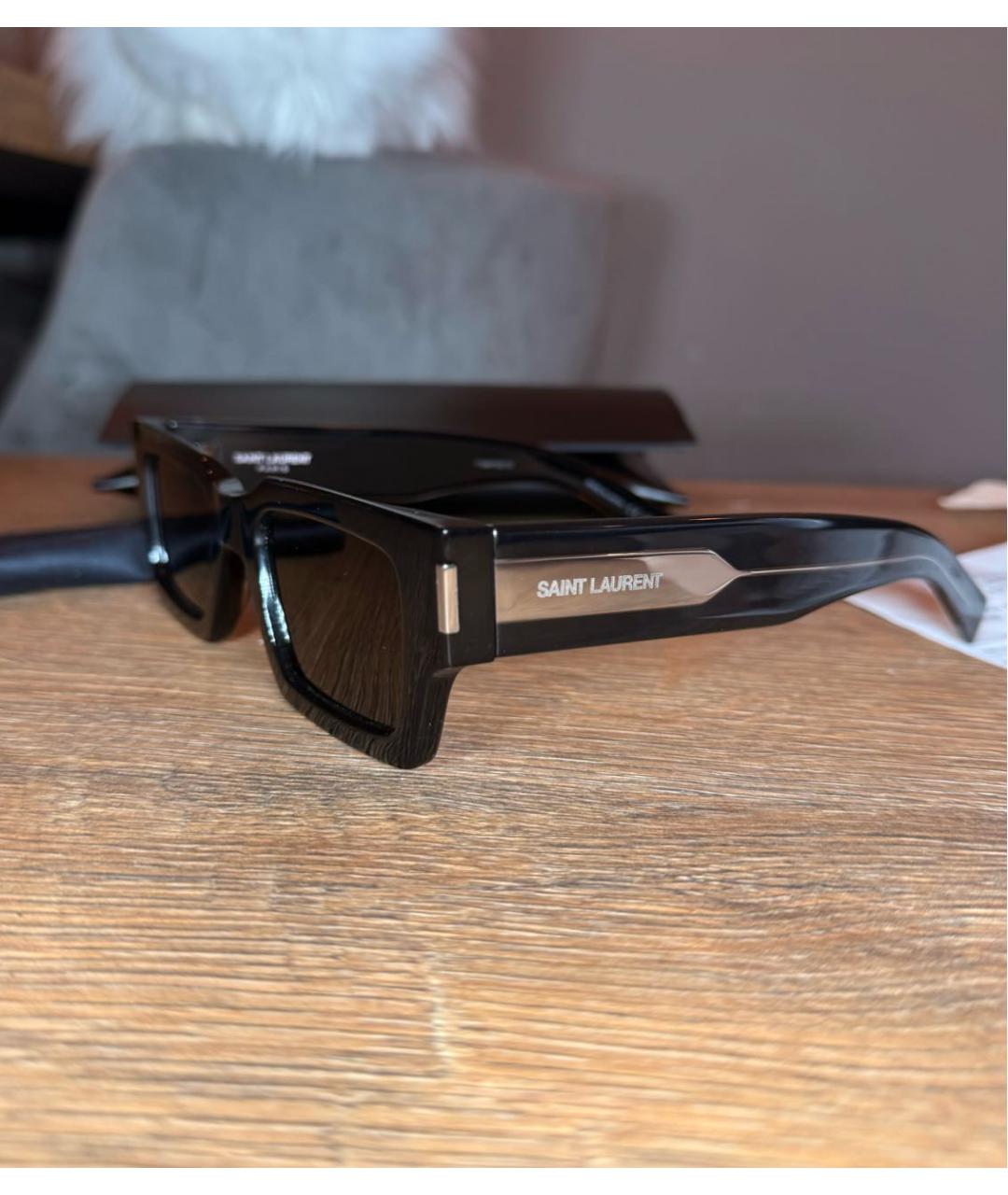 SAINT LAURENT Черные пластиковые солнцезащитные очки, фото 4