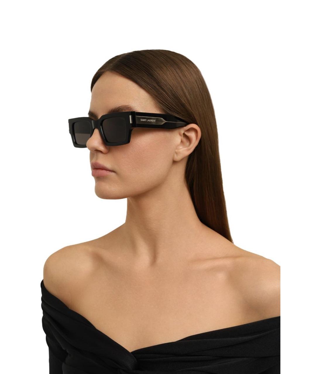 SAINT LAURENT Черные пластиковые солнцезащитные очки, фото 5