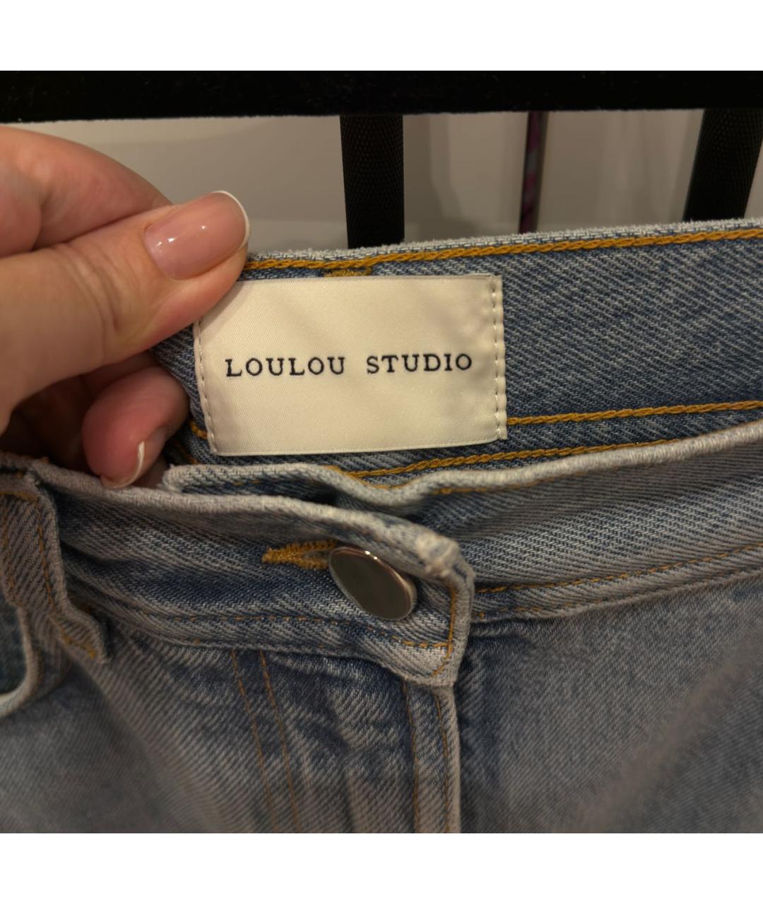 LOULOU STUDIO Голубая деним юбка миди, фото 3