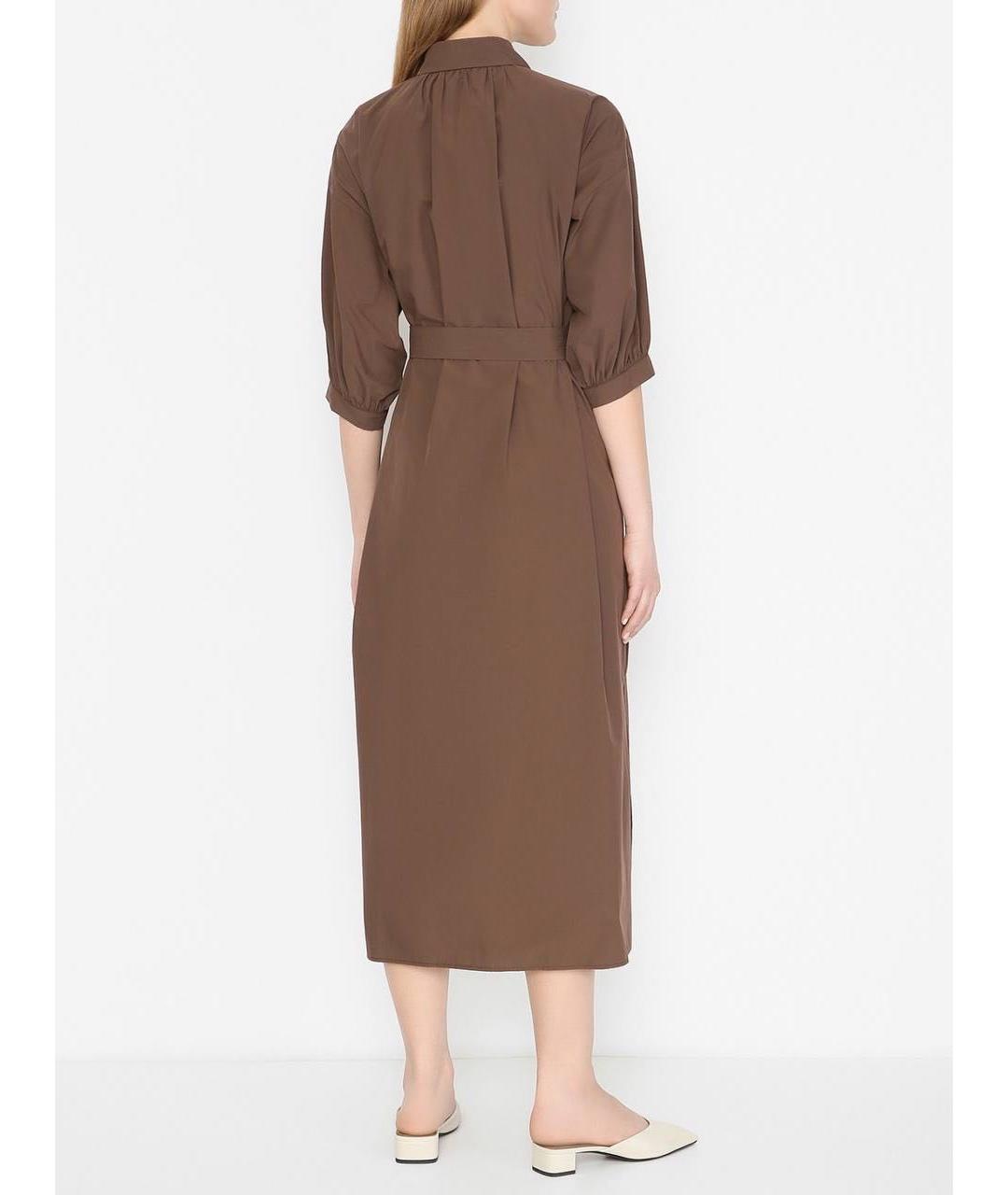 WEEKEND MAX MARA Коричневое хлопковое повседневное платье, фото 3
