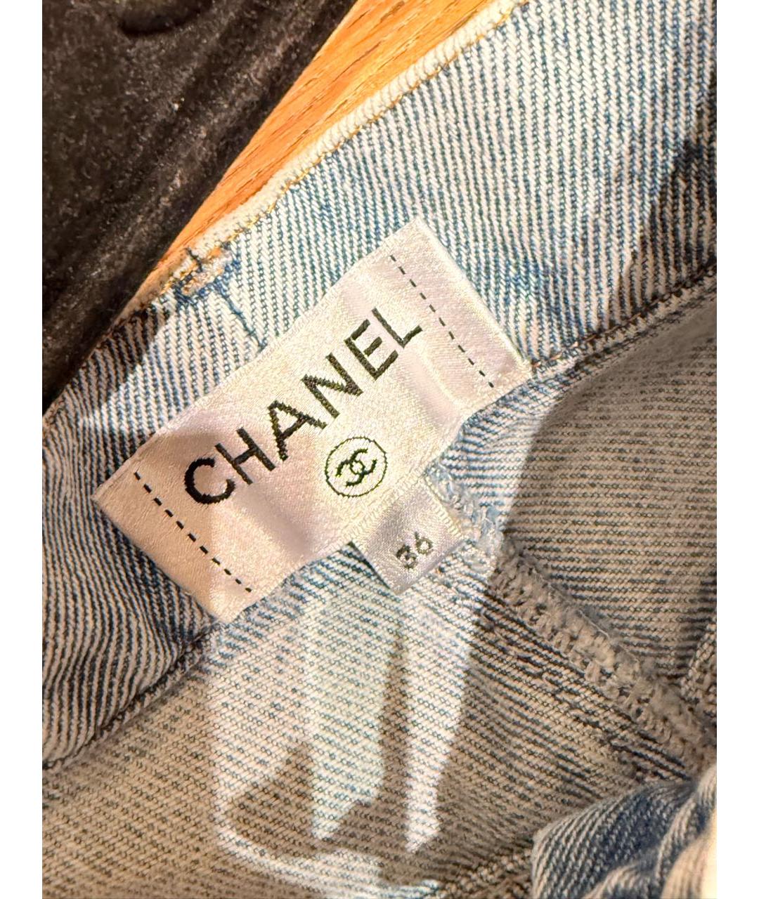 CHANEL Голубые хлопковые джинсы клеш, фото 3