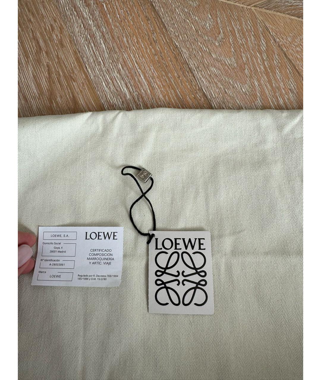 LOEWE Хаки кожаная сумка тоут, фото 7