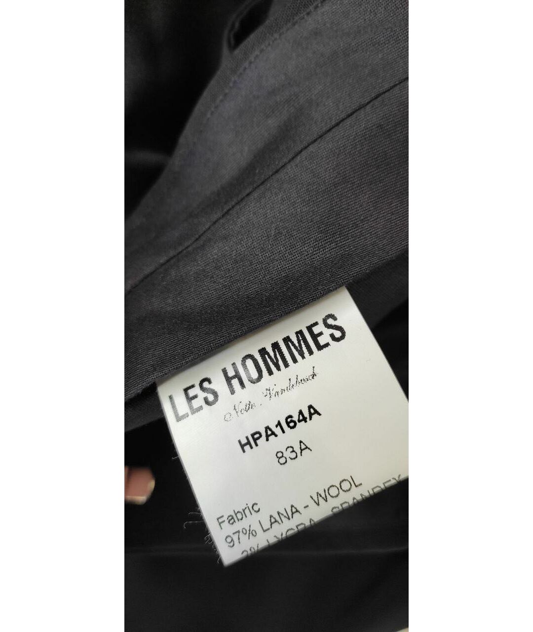 Les Hommes Черные шерстяные брюки чинос, фото 4