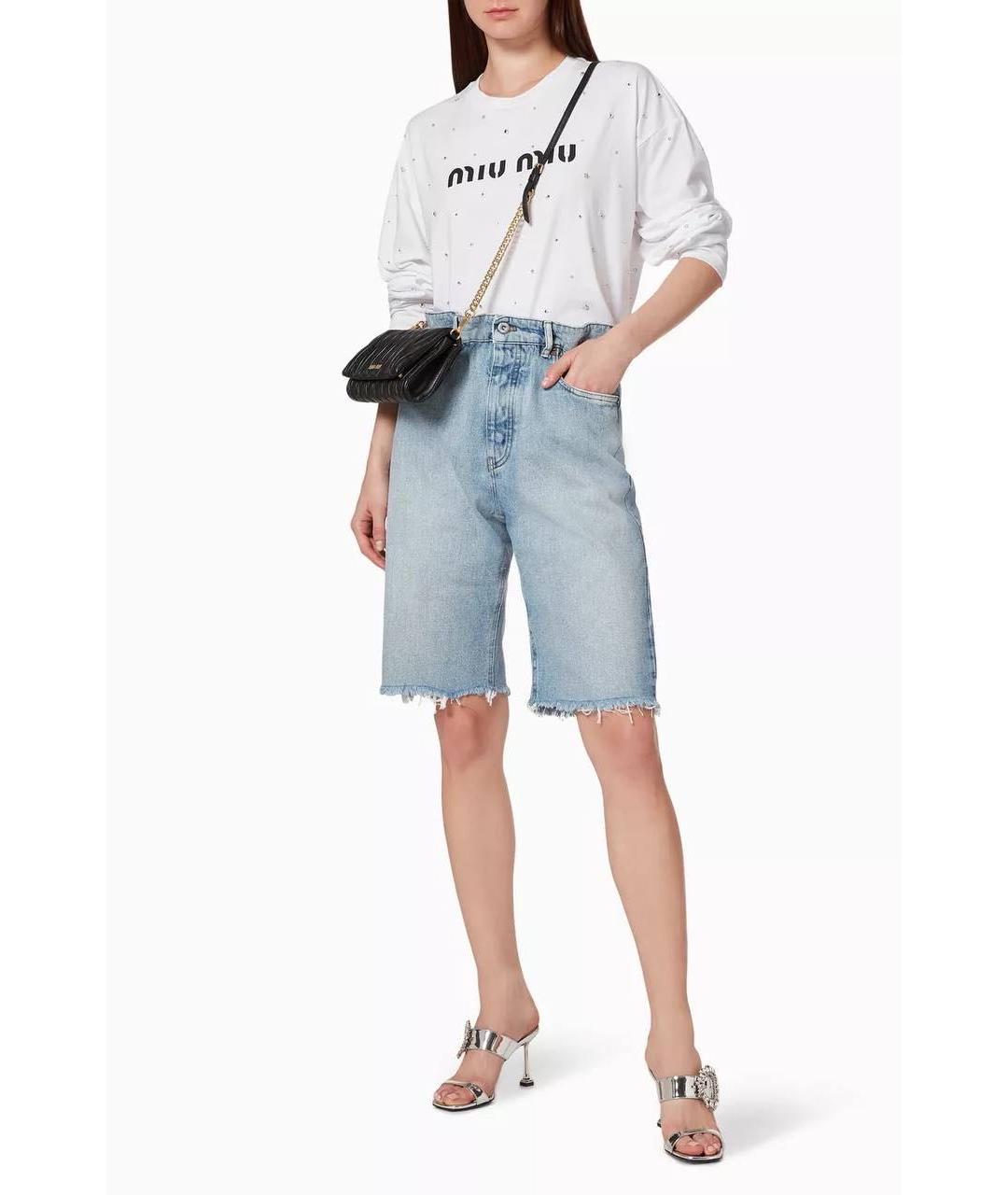 MIU MIU Голубые хлопковые шорты, фото 7