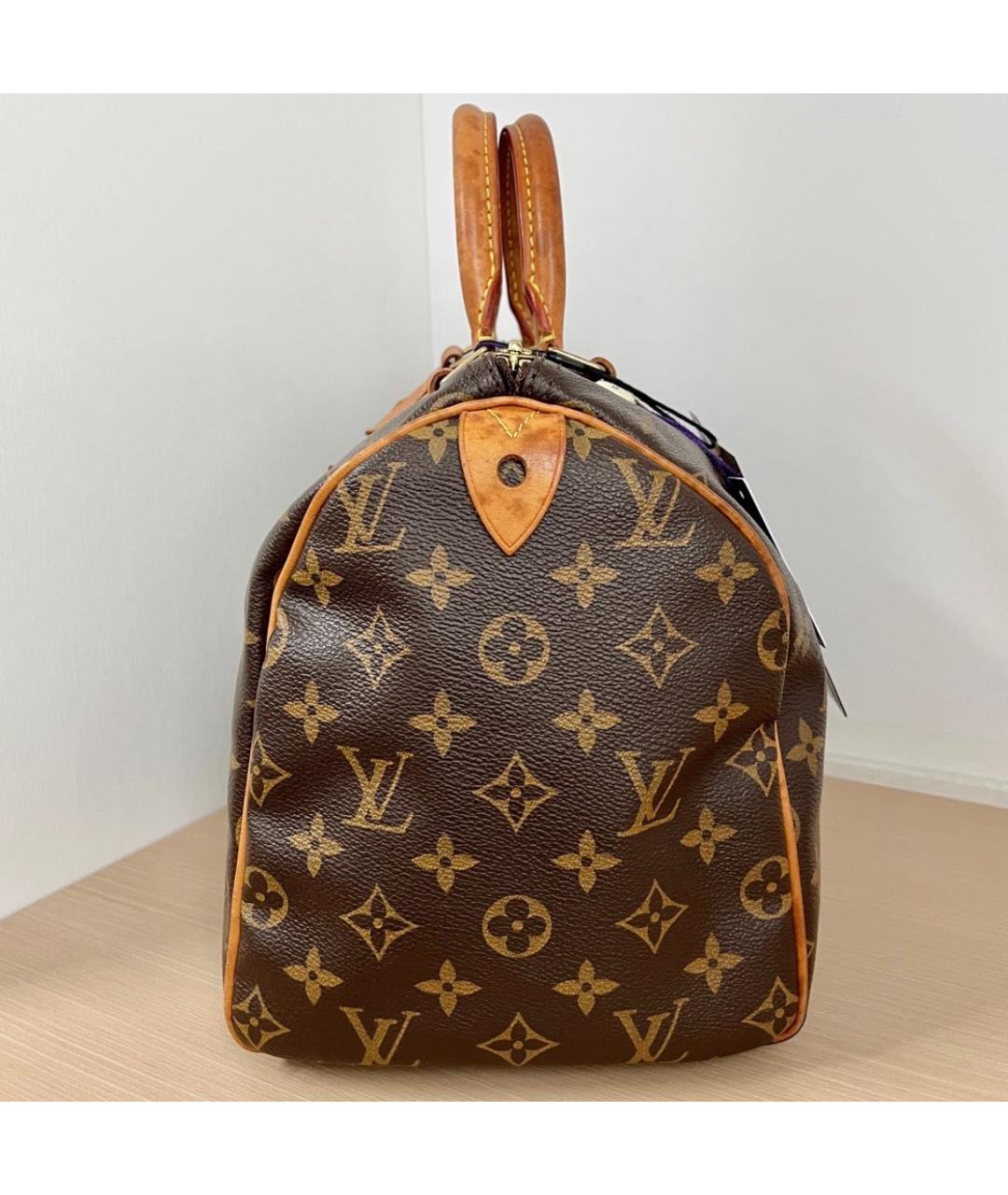 LOUIS VUITTON Коричневая кожаная сумка с короткими ручками, фото 4