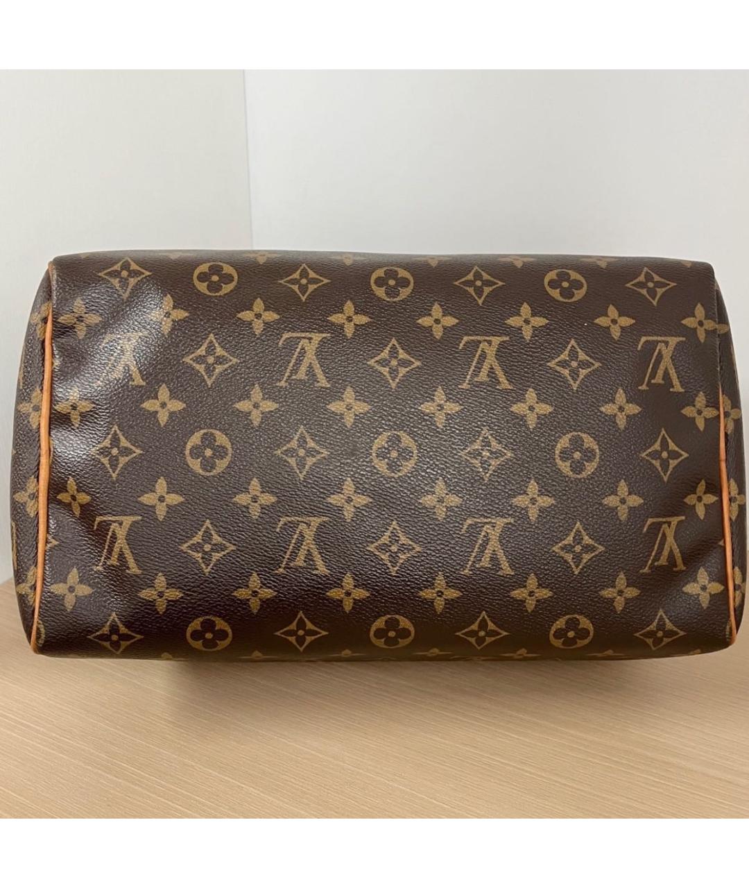 LOUIS VUITTON Коричневая кожаная сумка с короткими ручками, фото 5