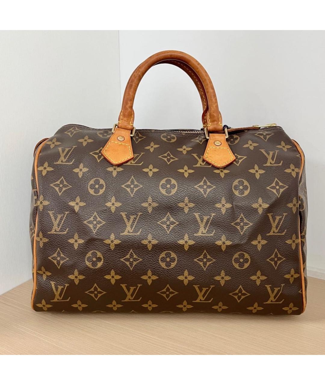 LOUIS VUITTON Коричневая кожаная сумка с короткими ручками, фото 2