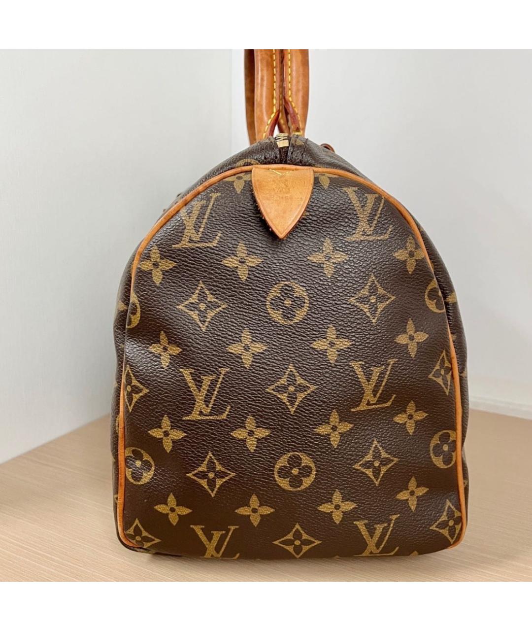 LOUIS VUITTON Коричневая кожаная сумка с короткими ручками, фото 3