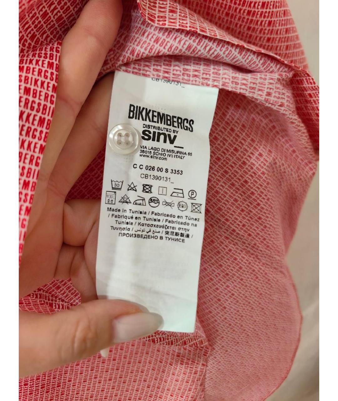 BIKKEMBERGS Красная хлопковая кэжуал рубашка, фото 4