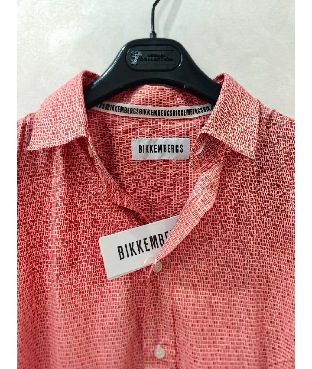 BIKKEMBERGS Красная хлопковая кэжуал рубашка, фото 3