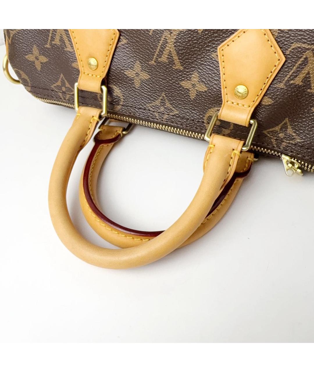 LOUIS VUITTON Коричневая кожаная сумка с короткими ручками, фото 4