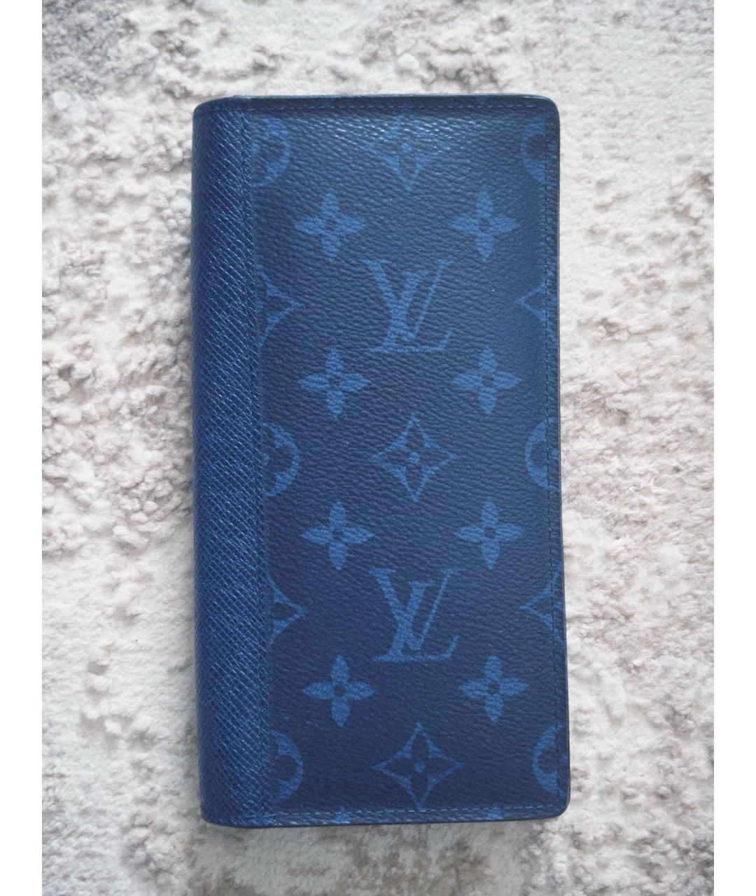 LOUIS VUITTON Темно-синий кожаный кошелек, фото 4