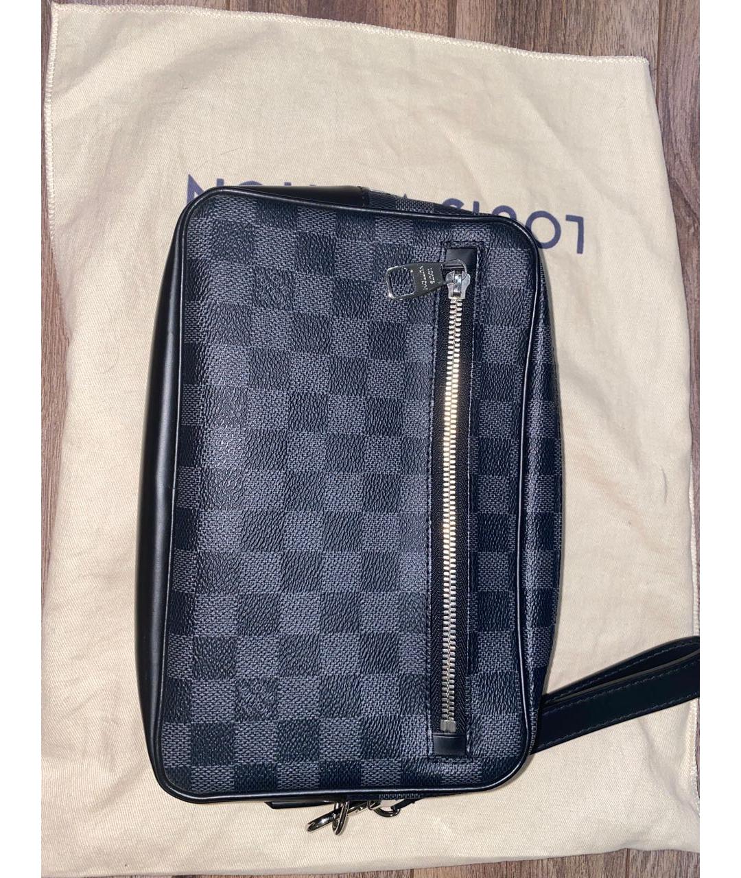LOUIS VUITTON Серая кожаная барсетка, фото 4
