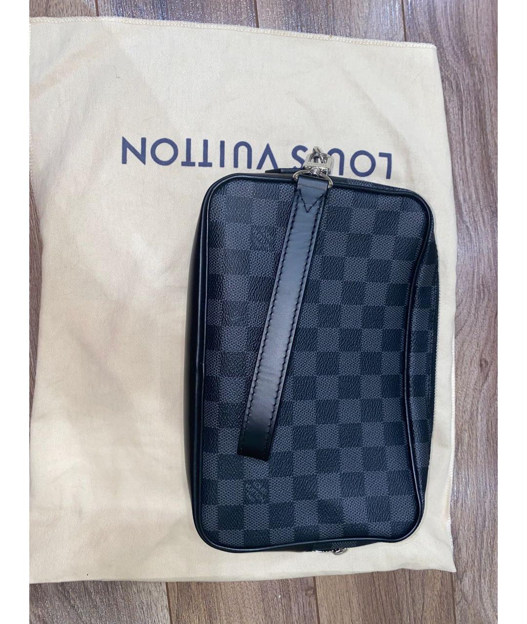 LOUIS VUITTON Серая кожаная барсетка, фото 2