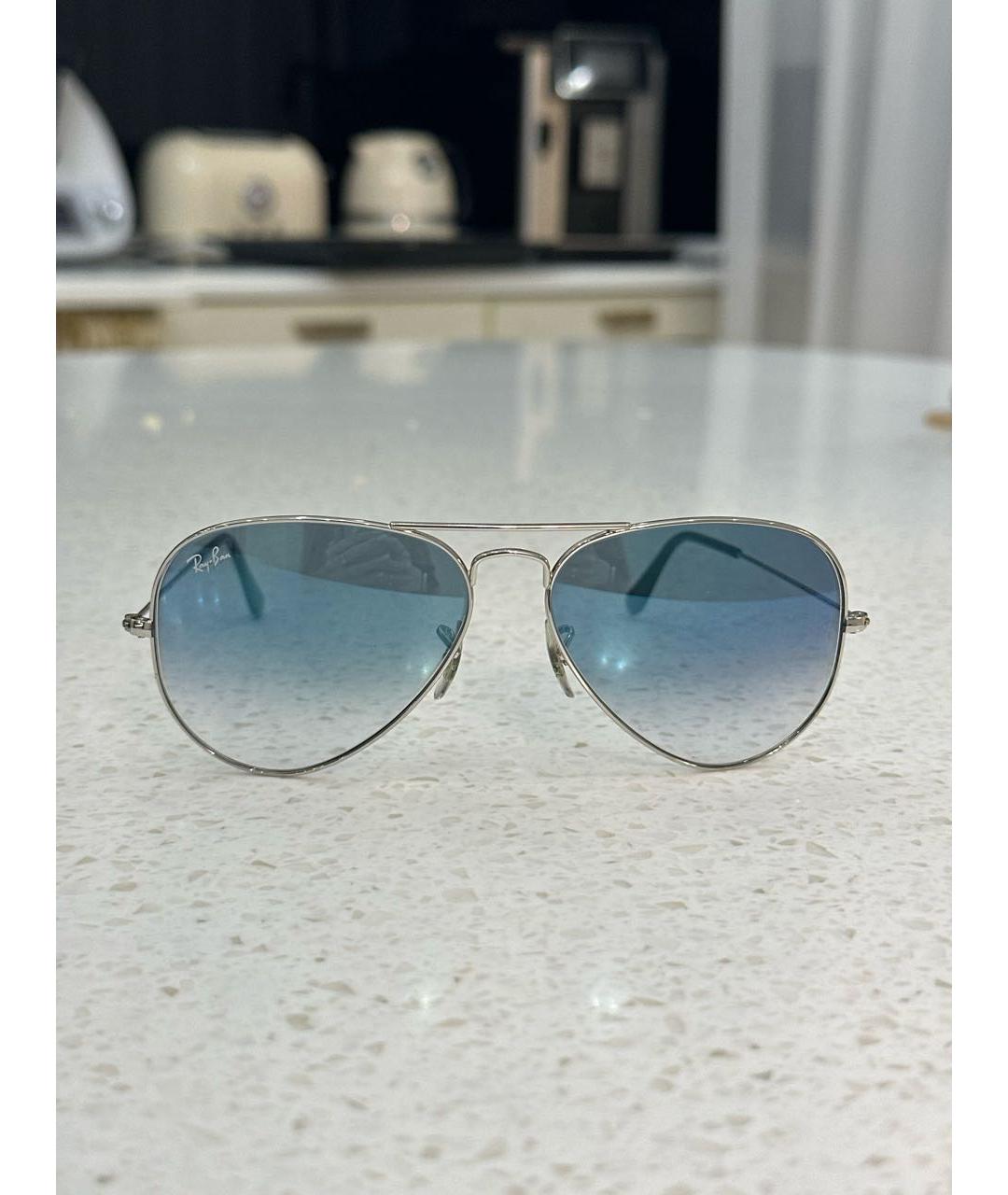 RAY BAN Голубые металлические солнцезащитные очки, фото 6