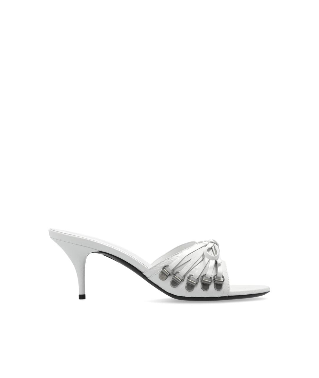 BALENCIAGA Белые кожаные мюли, фото 1