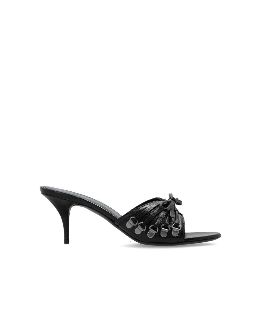 BALENCIAGA Черные кожаные мюли, фото 1
