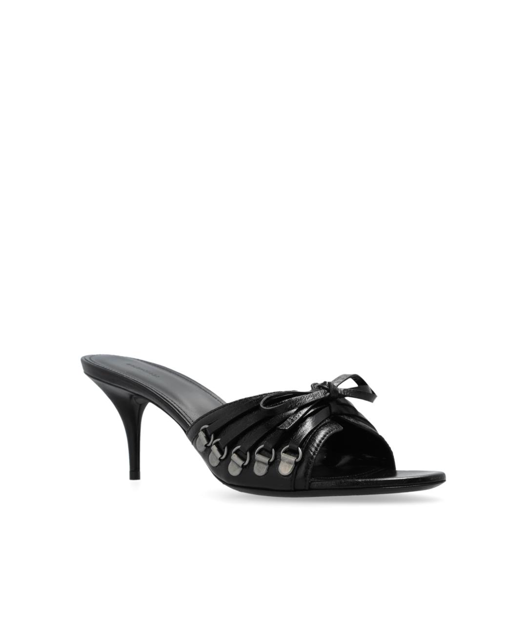 BALENCIAGA Черные кожаные мюли, фото 2