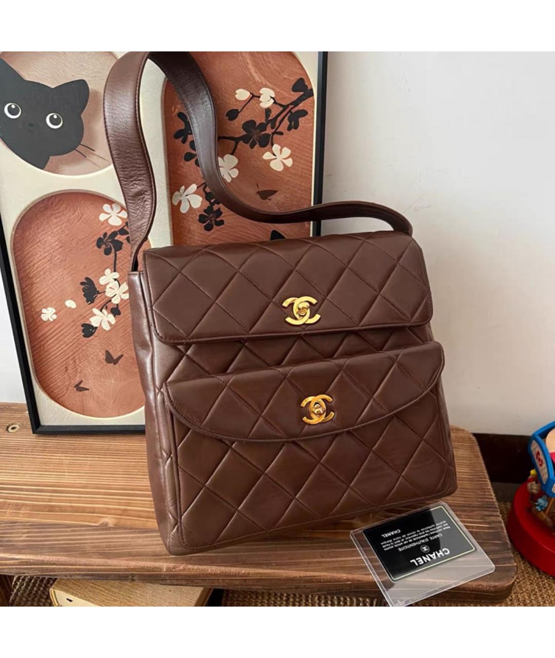 CHANEL Коричневая кожаная сумка тоут, фото 7