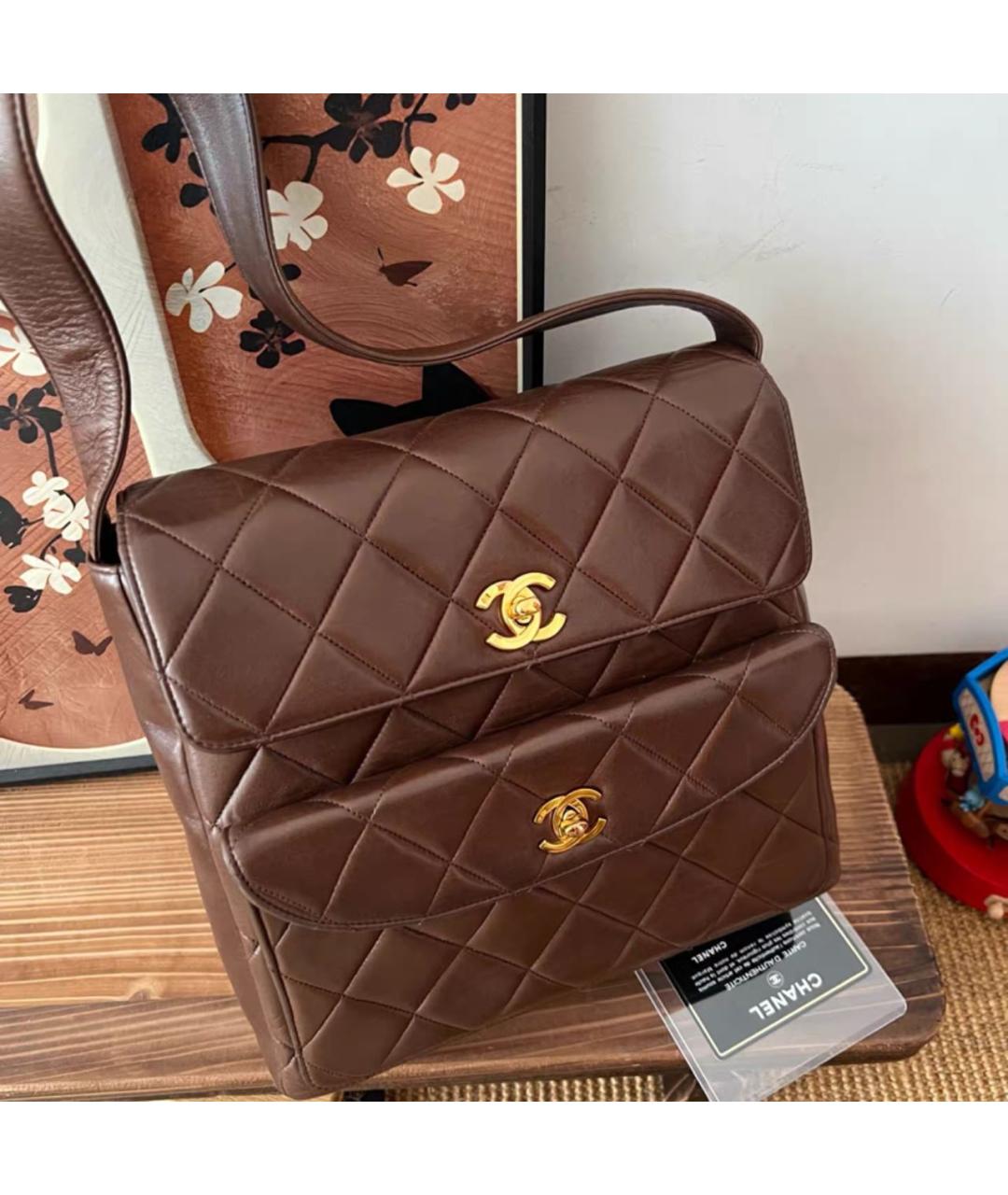 CHANEL Коричневая кожаная сумка тоут, фото 3