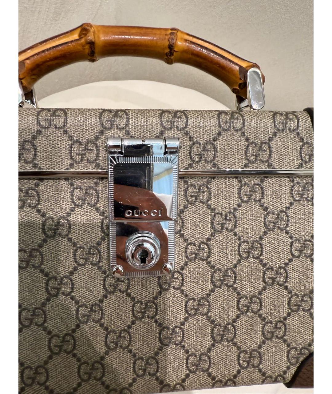 GUCCI Коричневая кожаная сумка с короткими ручками, фото 2