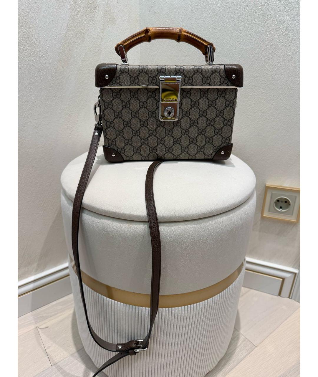 GUCCI Коричневая кожаная сумка с короткими ручками, фото 5