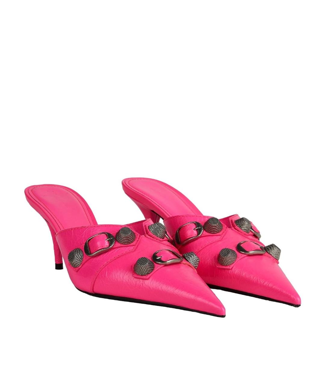 BALENCIAGA Фуксия кожаные мюли, фото 2