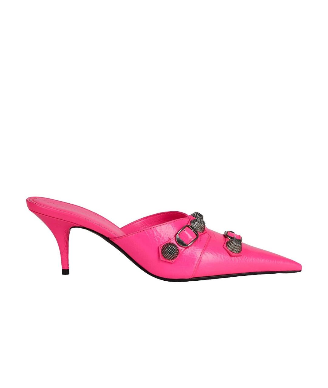 BALENCIAGA Фуксия кожаные мюли, фото 1