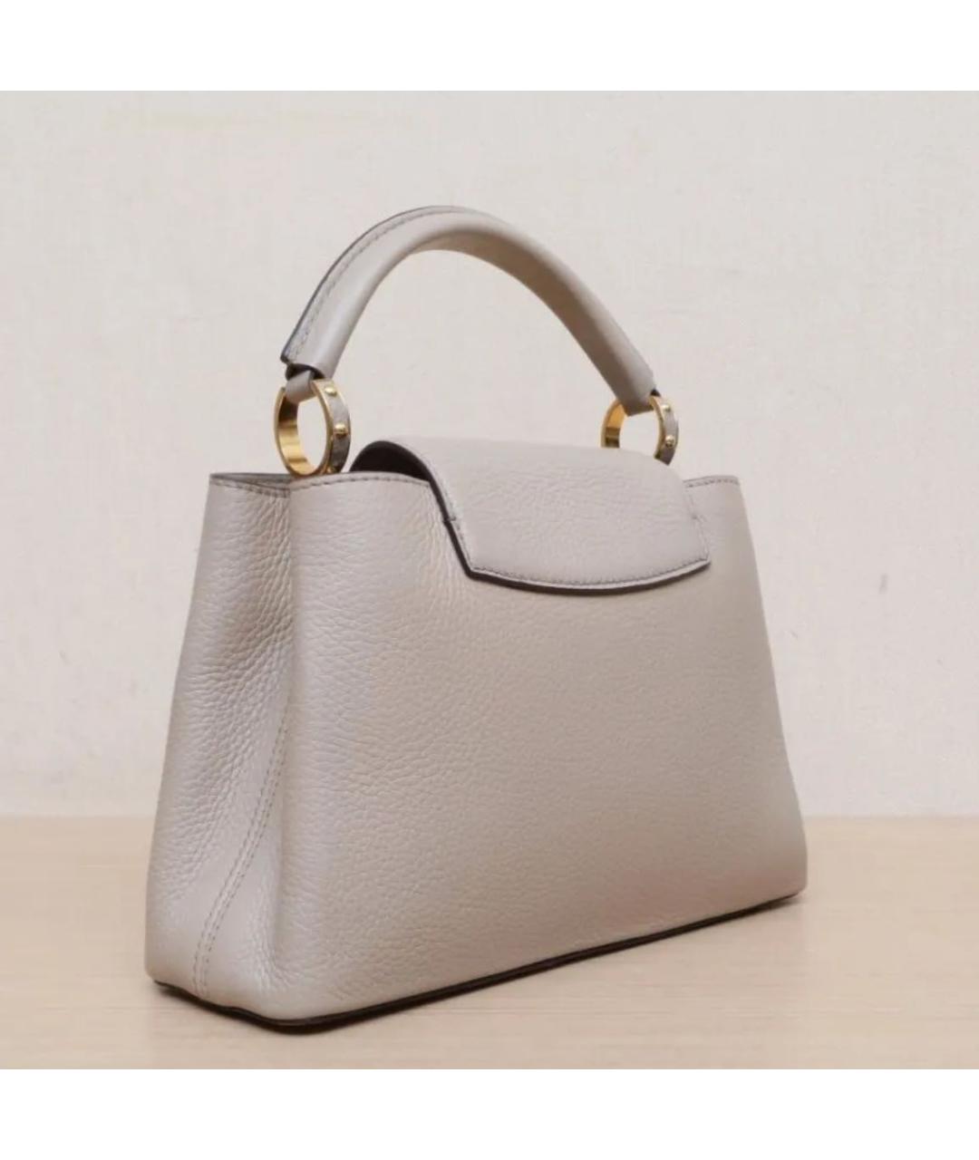 LOUIS VUITTON Бежевая кожаная сумка с короткими ручками, фото 2