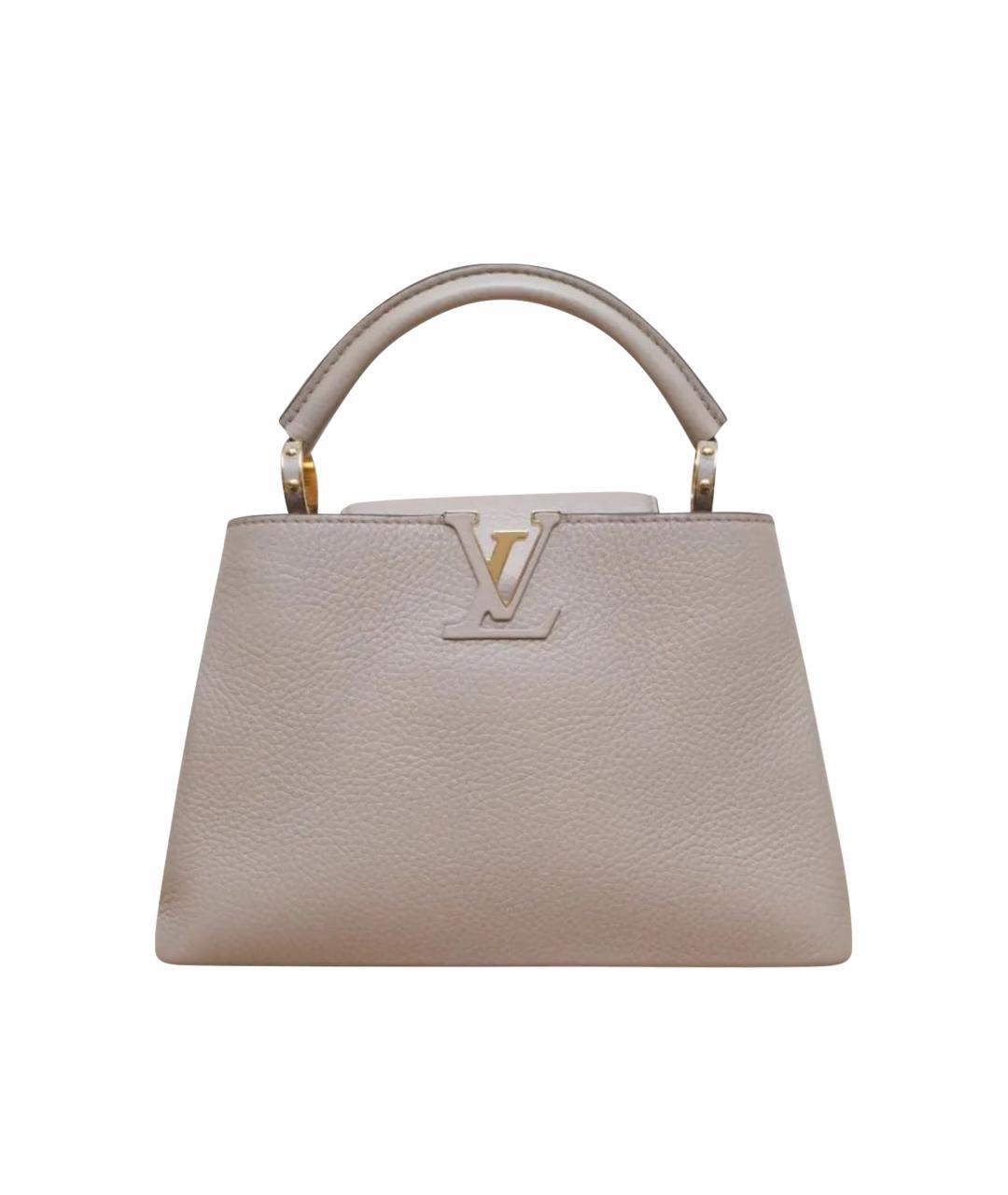 LOUIS VUITTON Бежевая кожаная сумка с короткими ручками, фото 1