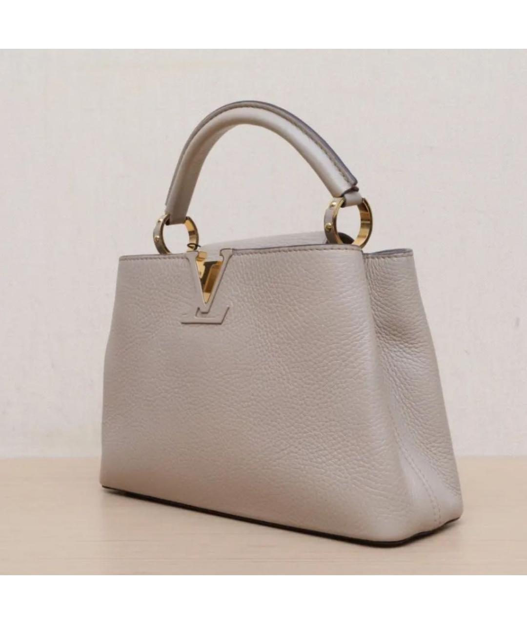 LOUIS VUITTON Бежевая кожаная сумка с короткими ручками, фото 6