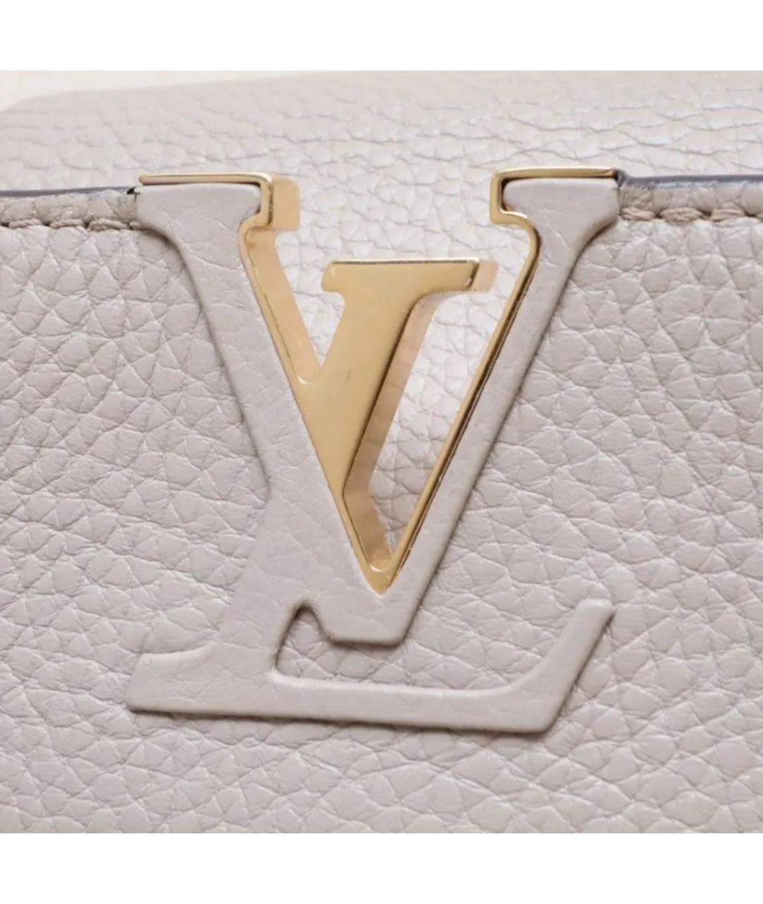 LOUIS VUITTON Бежевая кожаная сумка с короткими ручками, фото 8