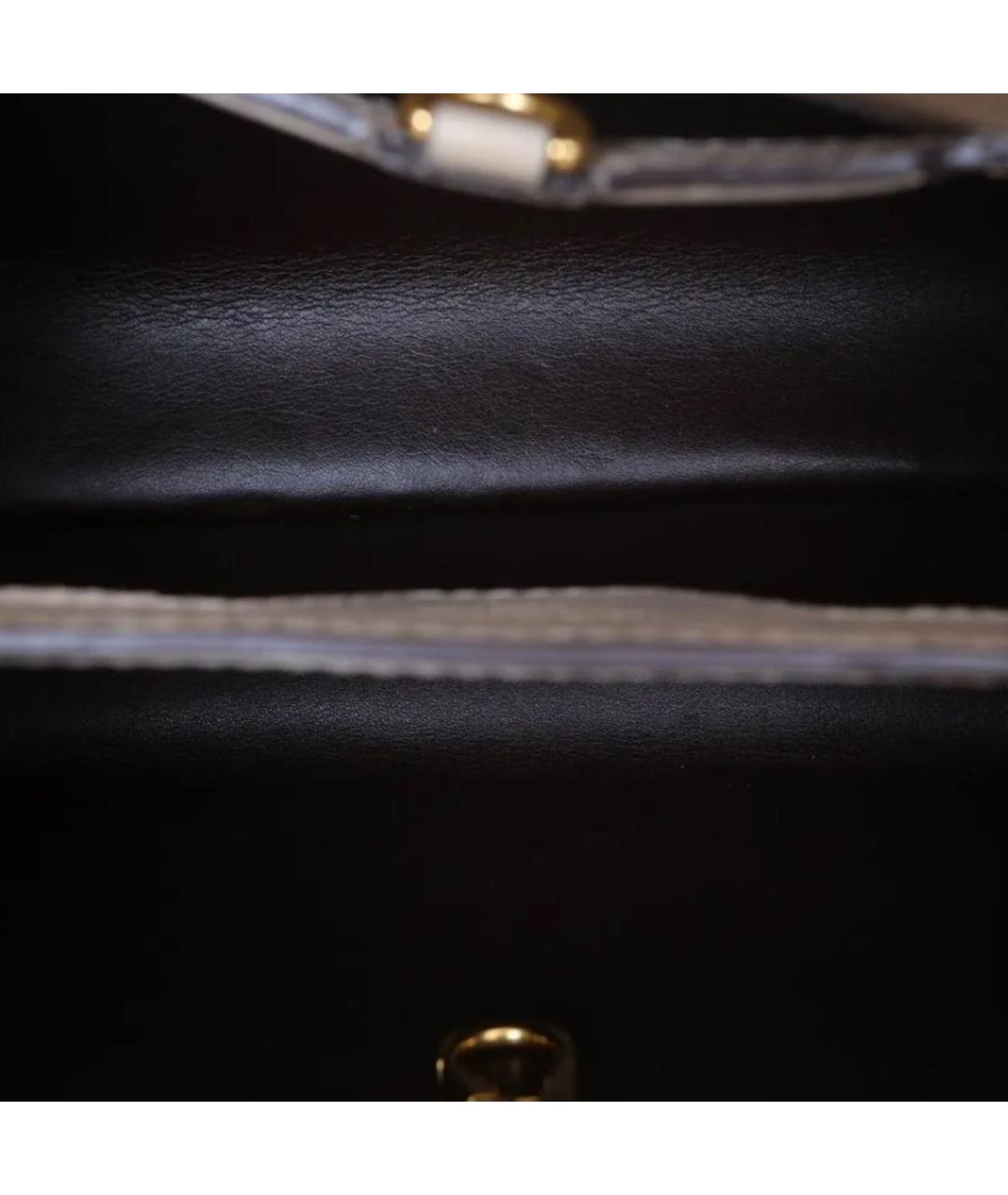 LOUIS VUITTON Бежевая кожаная сумка с короткими ручками, фото 5
