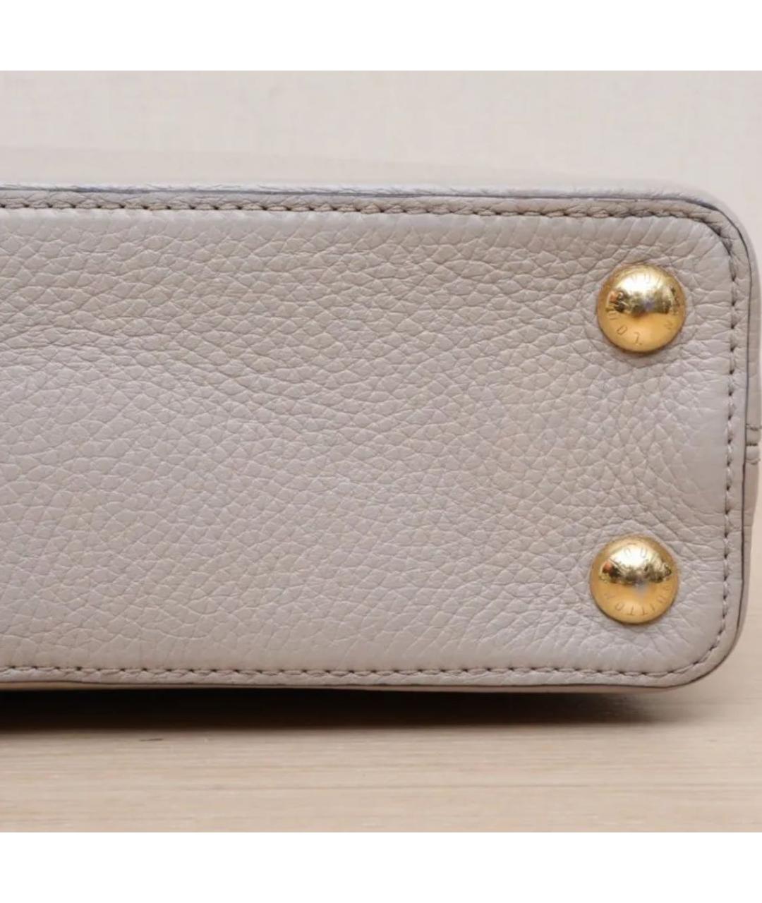 LOUIS VUITTON Бежевая кожаная сумка с короткими ручками, фото 4