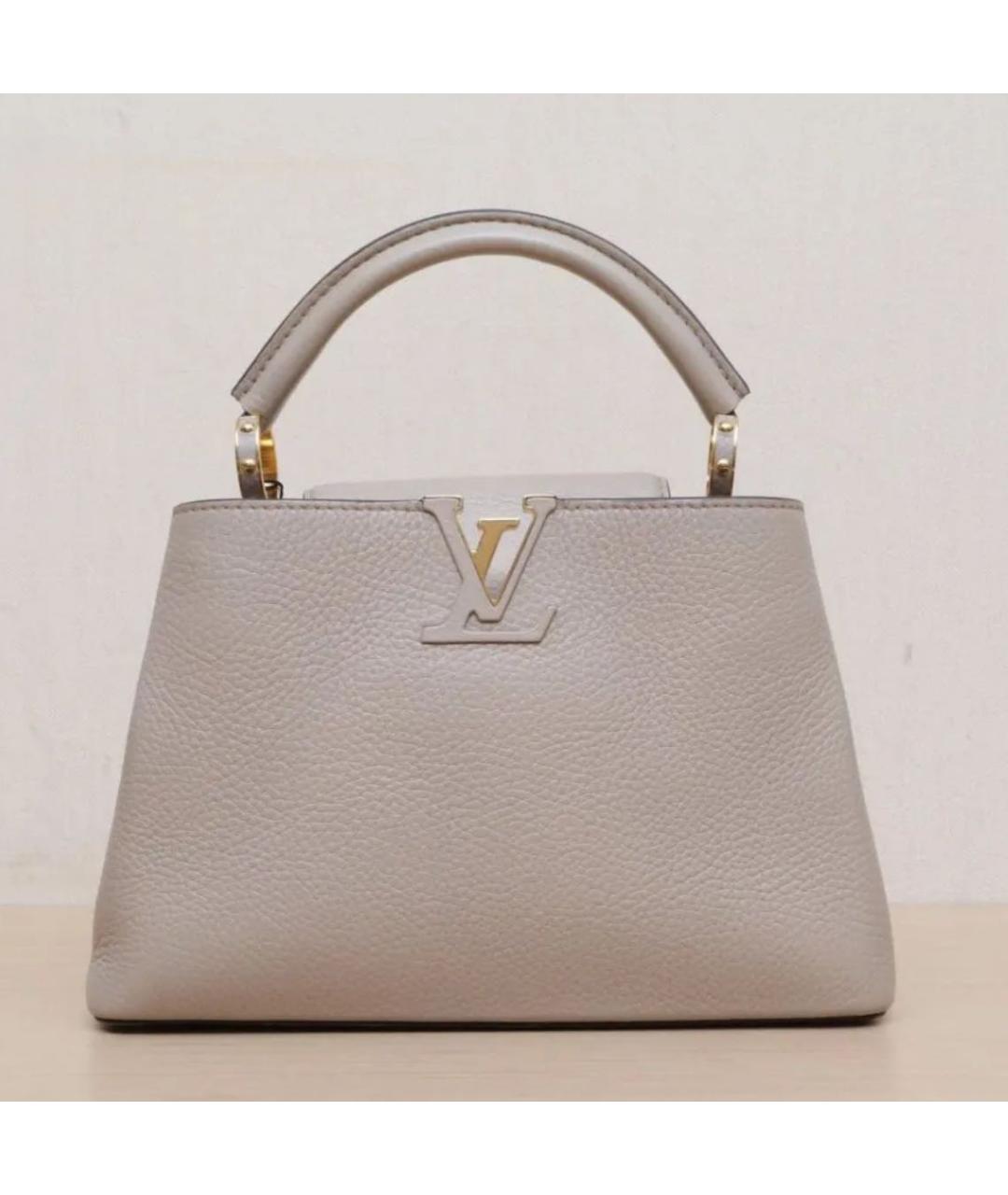 LOUIS VUITTON Бежевая кожаная сумка с короткими ручками, фото 9