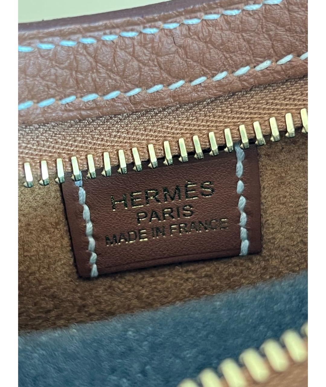 HERMES Золотая кожаная сумка через плечо, фото 5