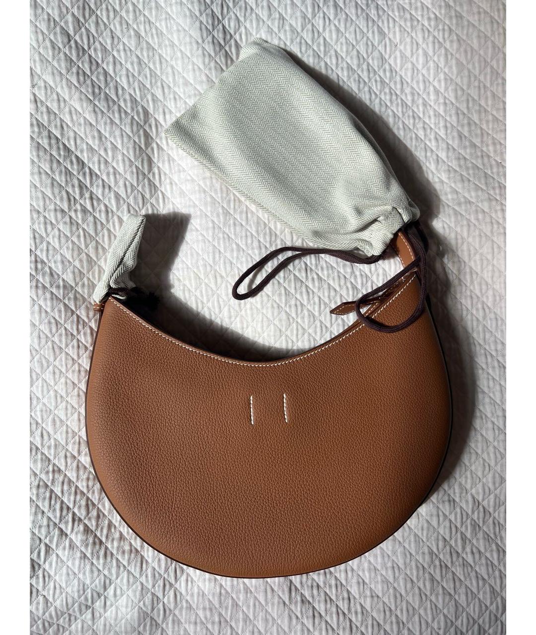 HERMES Золотая кожаная сумка через плечо, фото 4