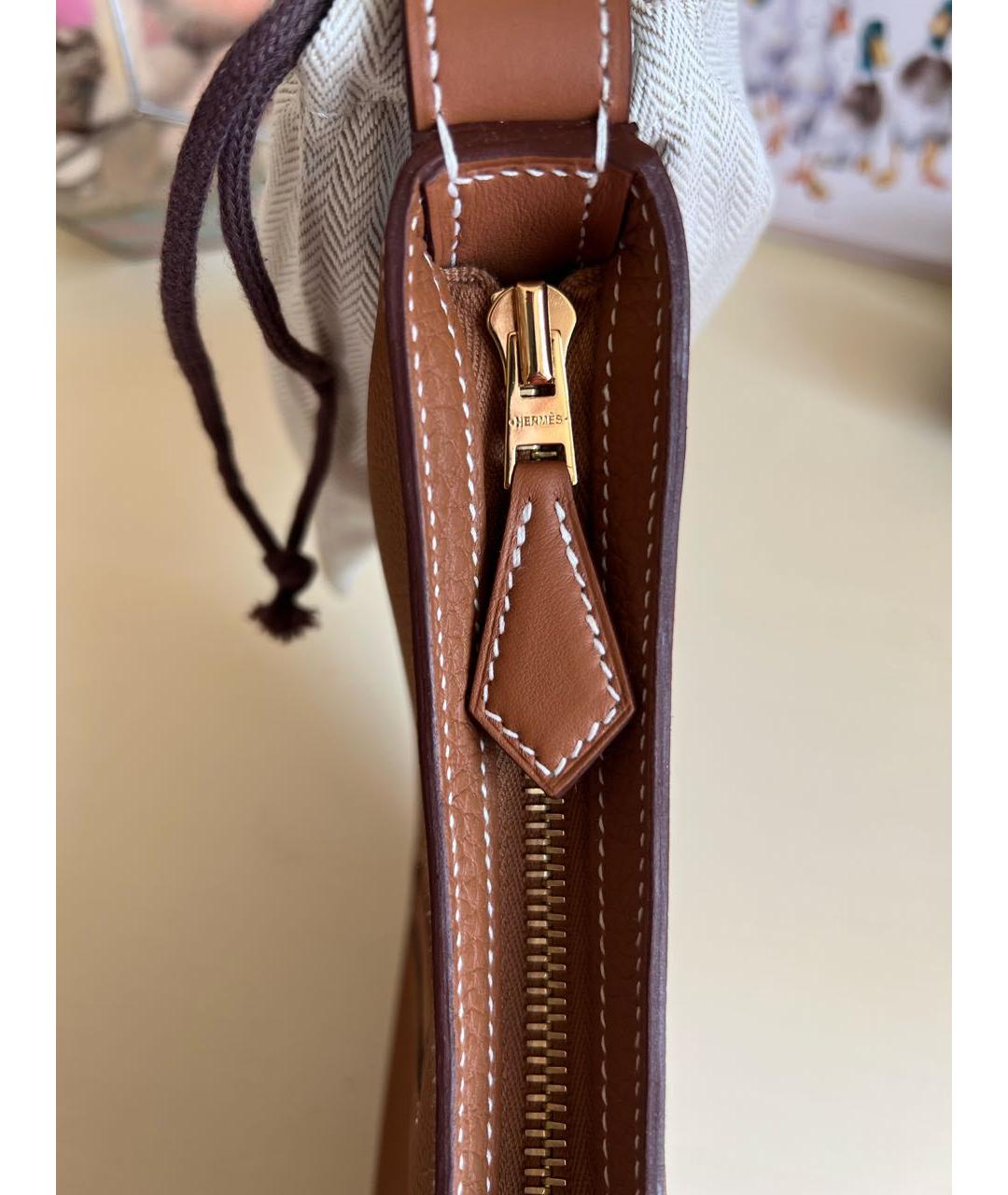 HERMES Золотая кожаная сумка через плечо, фото 7