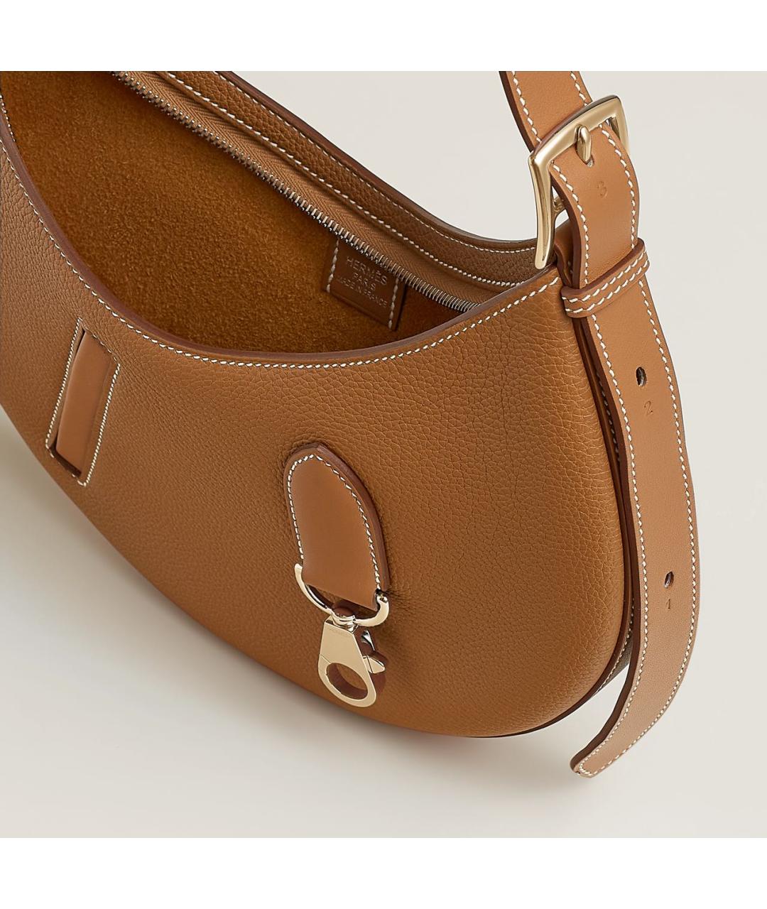 HERMES Золотая кожаная сумка через плечо, фото 6